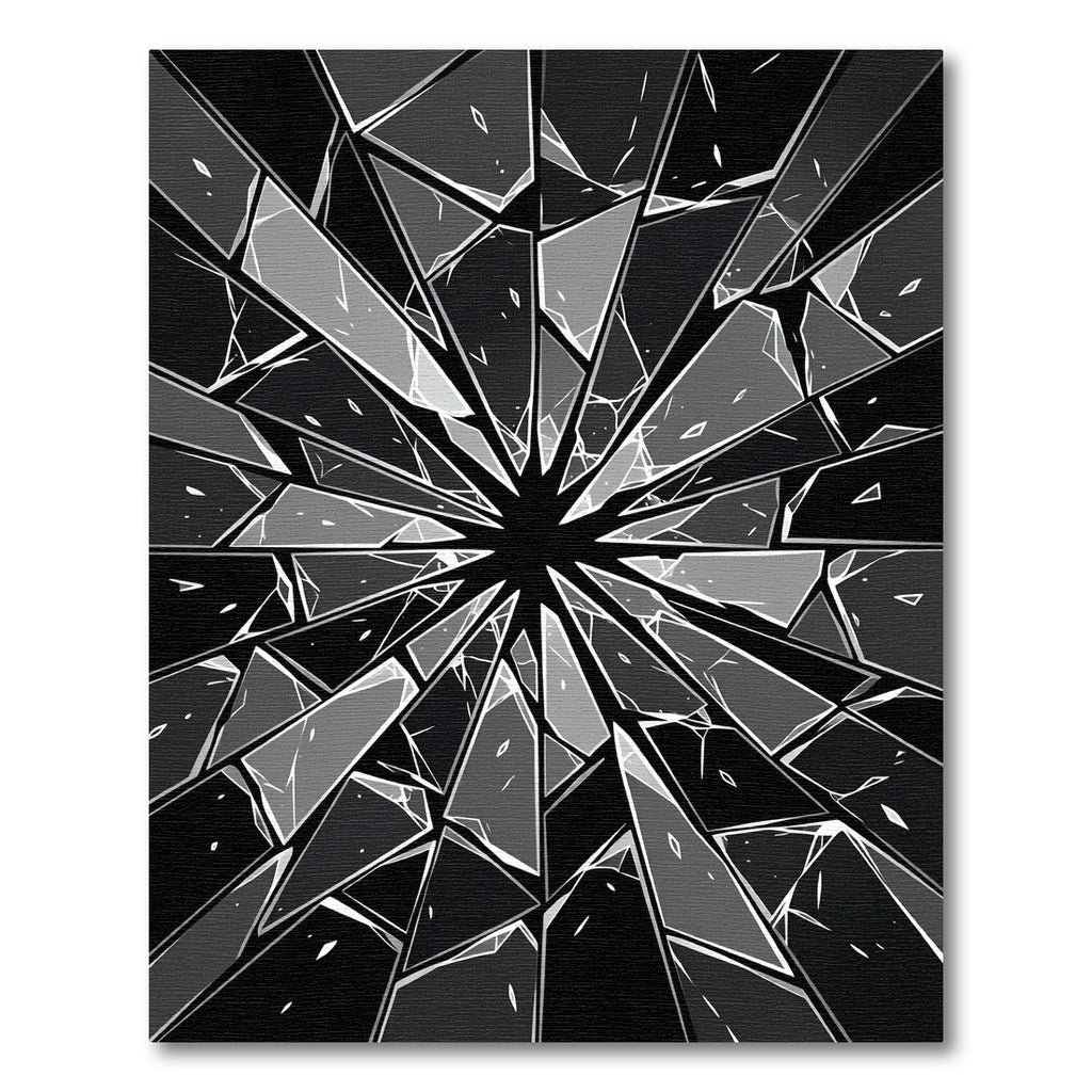Monochromatic Sharp Geometric Shattered Glass Rug