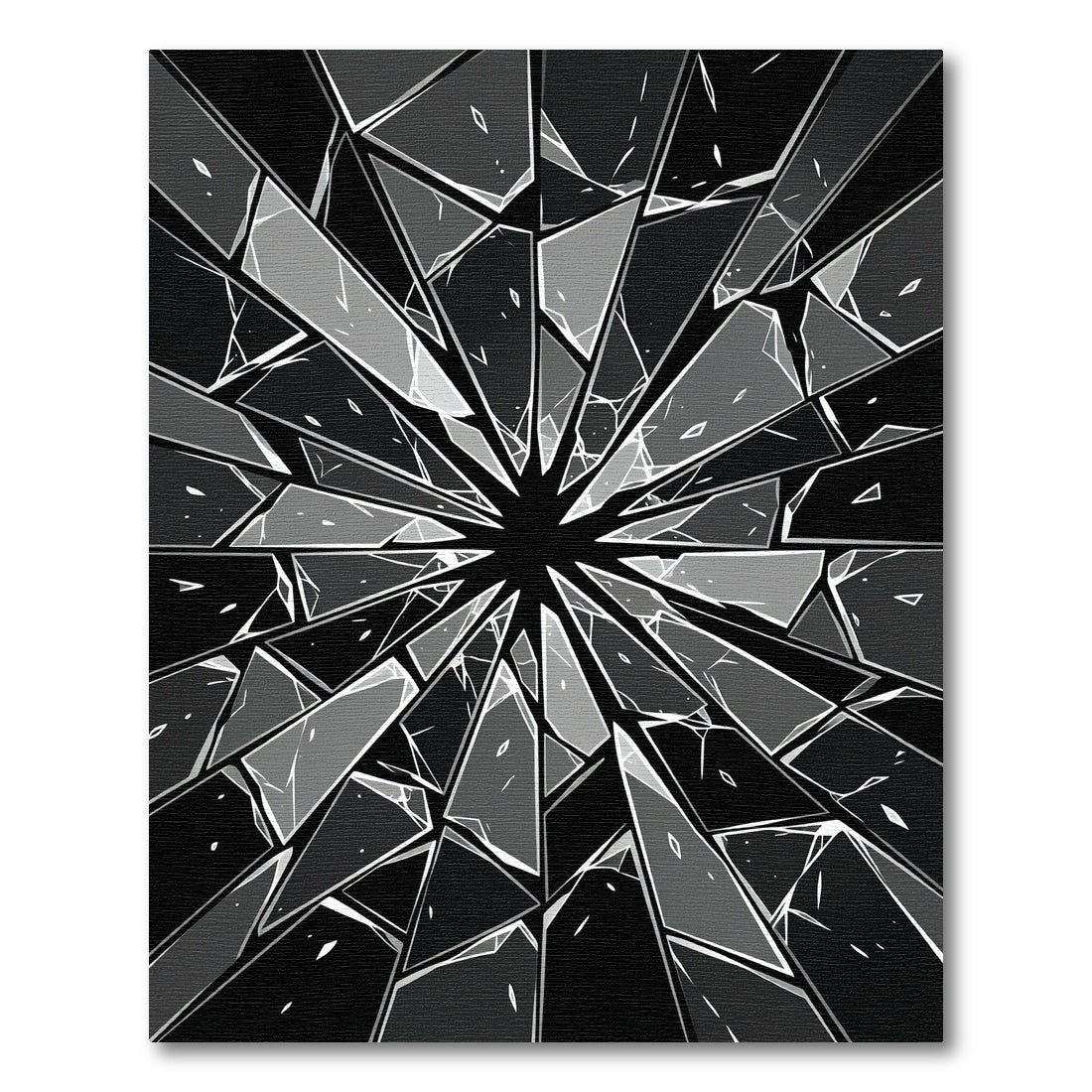 Monochromatic Sharp Geometric Shattered Glass Rug