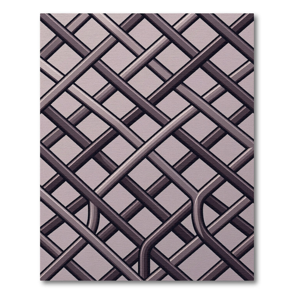 Minimalist Gray Intersecting Lattice Grid Rug