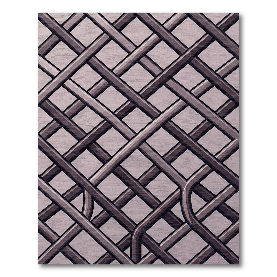 Minimalist Gray Intersecting Lattice Grid Rug