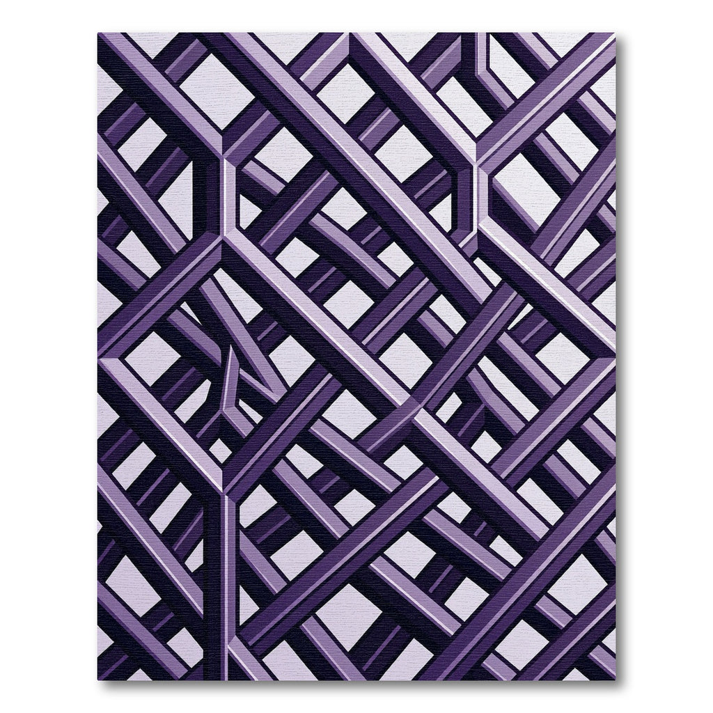Sophisticated Violet Geometric Interlocking Grid Rug