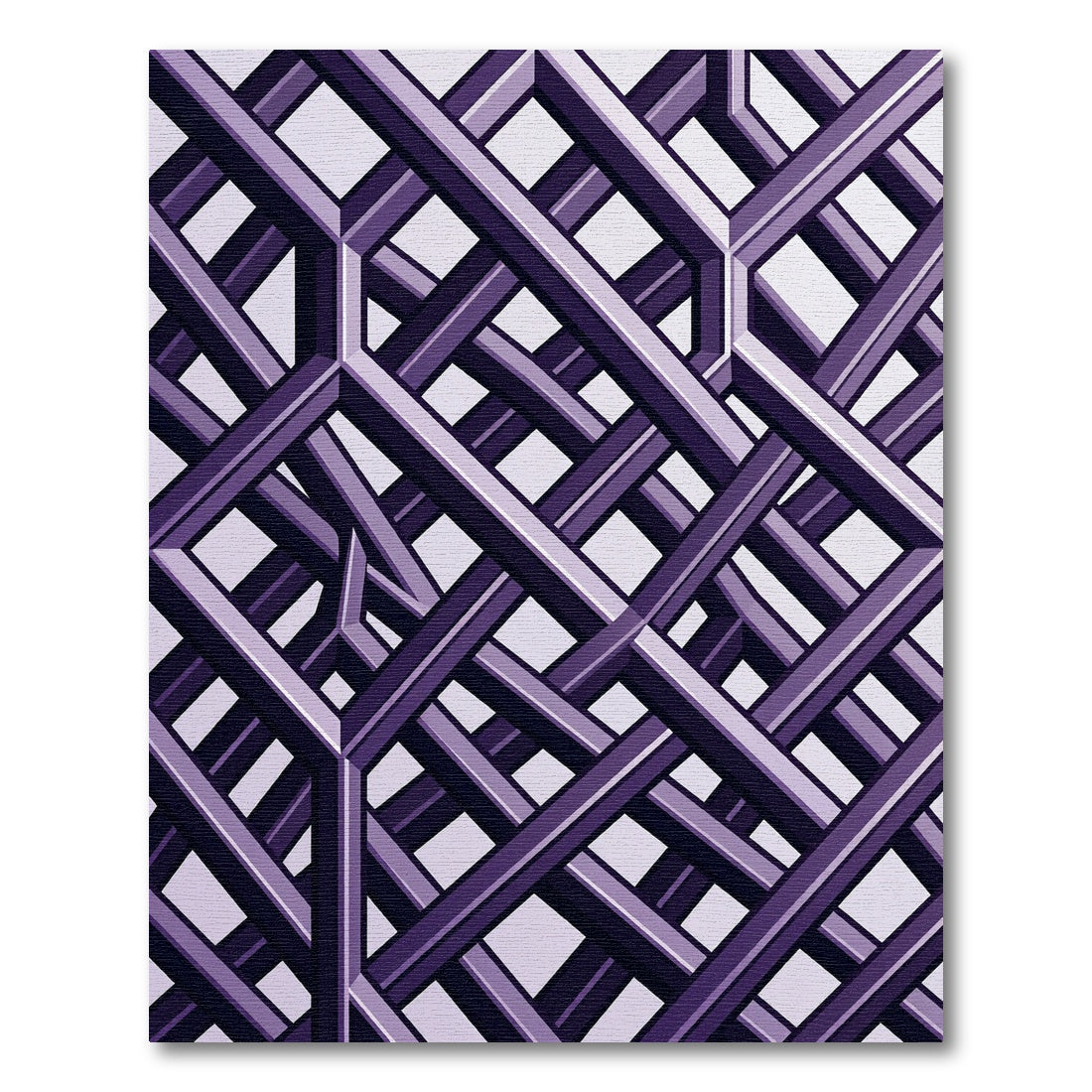 Sophisticated Violet Geometric Interlocking Grid Rug