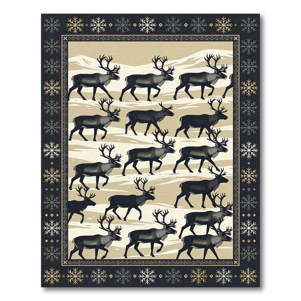 Nordic Reindeer Winter Forest Beige Rug
