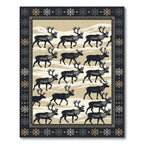 Nordic Reindeer Winter Forest Beige Rug