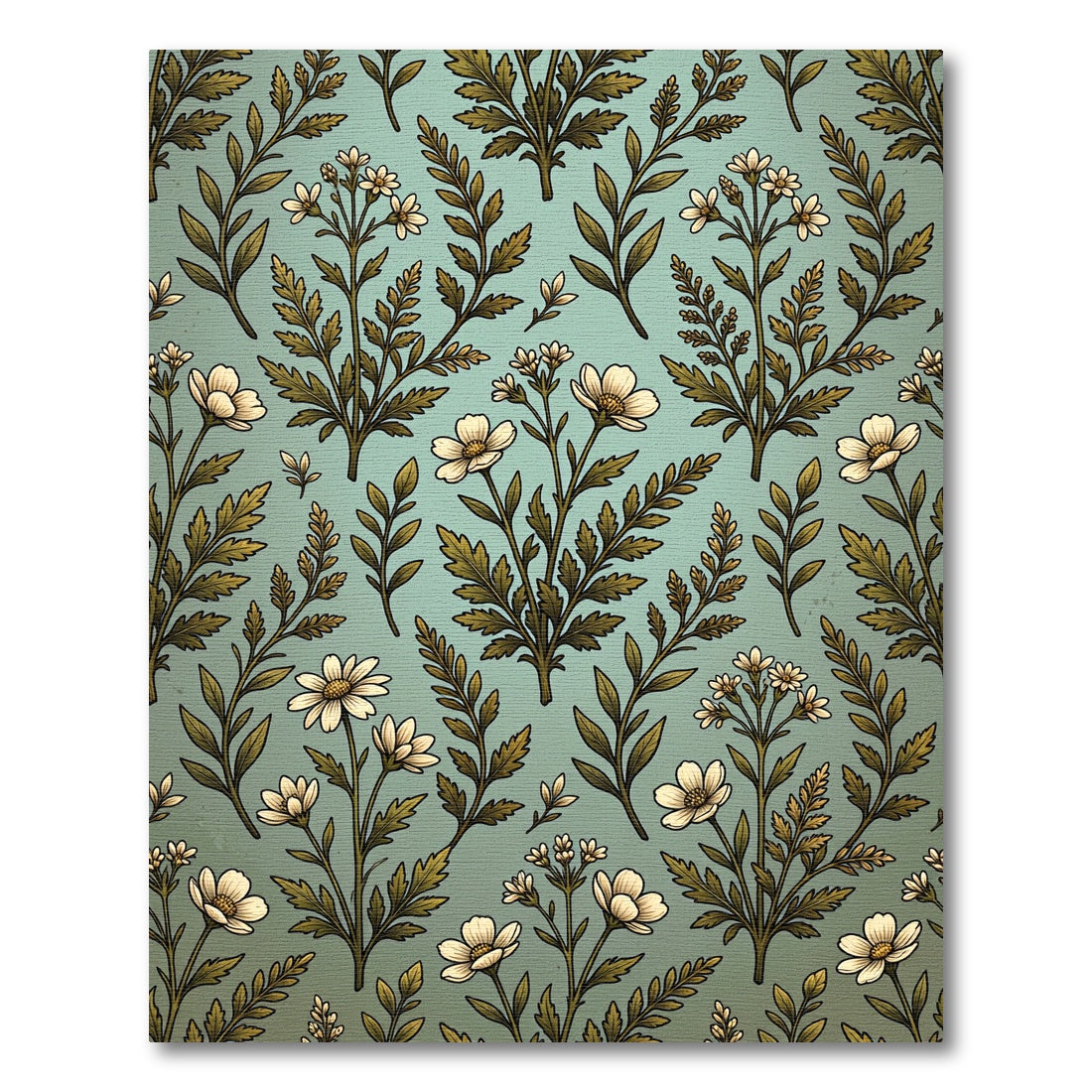 Vintage Sage Botanical Meadow Wildflower Rug