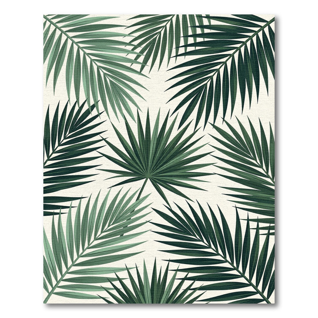 Lush Green Tropical Palm Leaves Rug