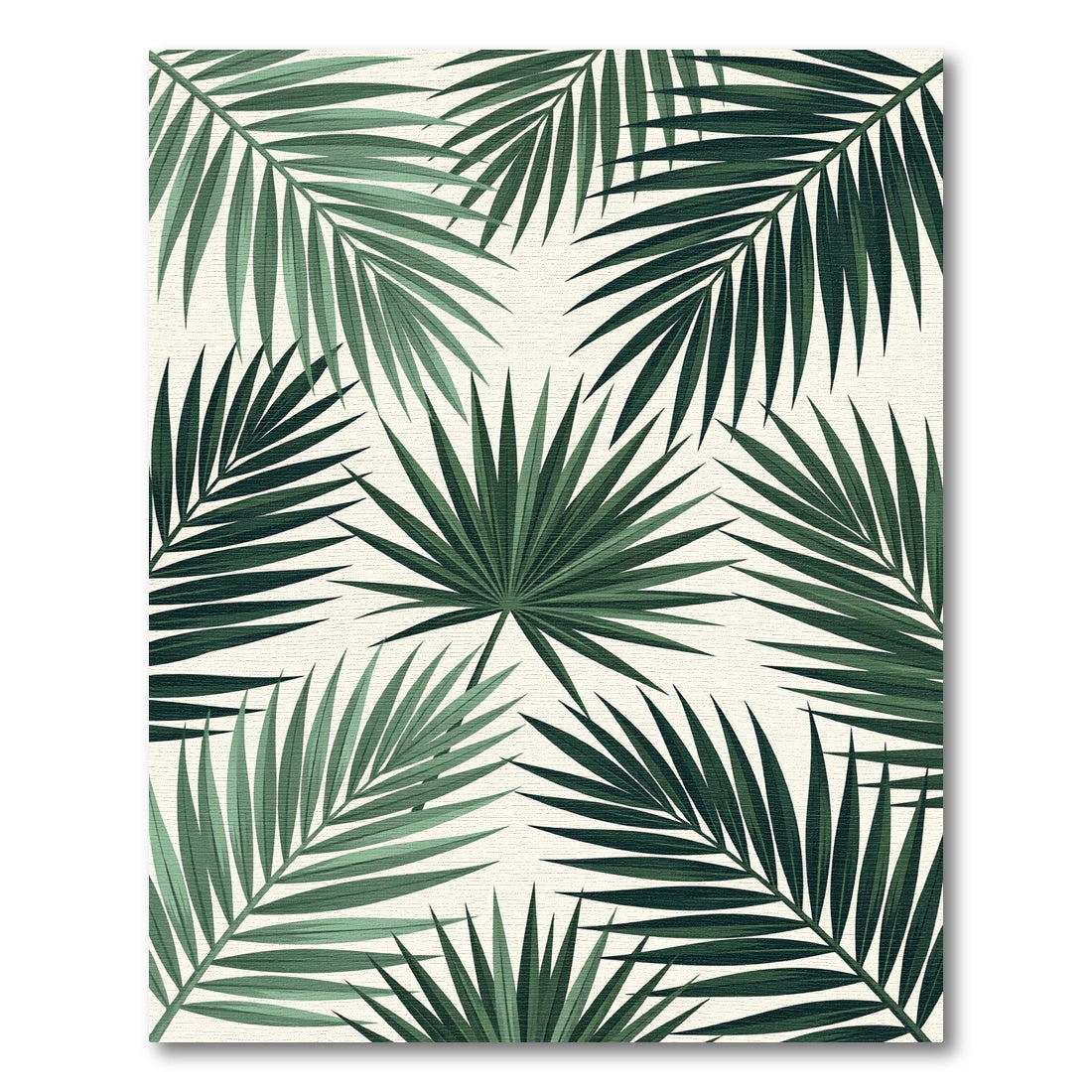 Lush Green Tropical Palm Leaves Rug