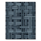 Blue Woven Grid Geometric Abstract Rug