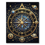 Celestial Golden Zodiac Constellation Art Rug