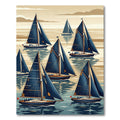 Classic Navy Nautical Sailboat Landscape Rug