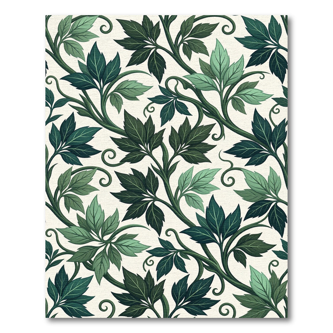 Deep Emerald Vine Foliage Pattern Rug