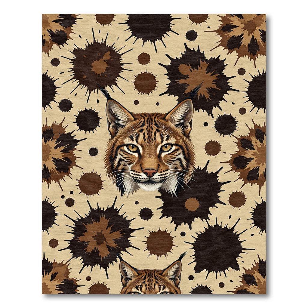 Wild Bobcat Splatter Abstract Rug