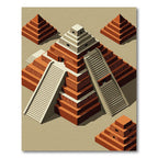 Isometric Terracotta Mayan Pyramid Earth Rug