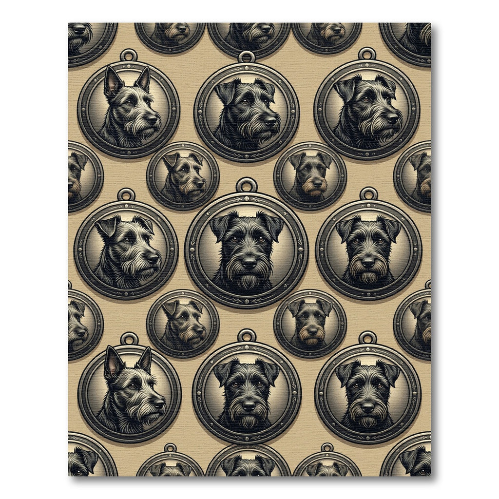 Vintage Noir Terrier Cameo Portrait Wallpaper Rug
