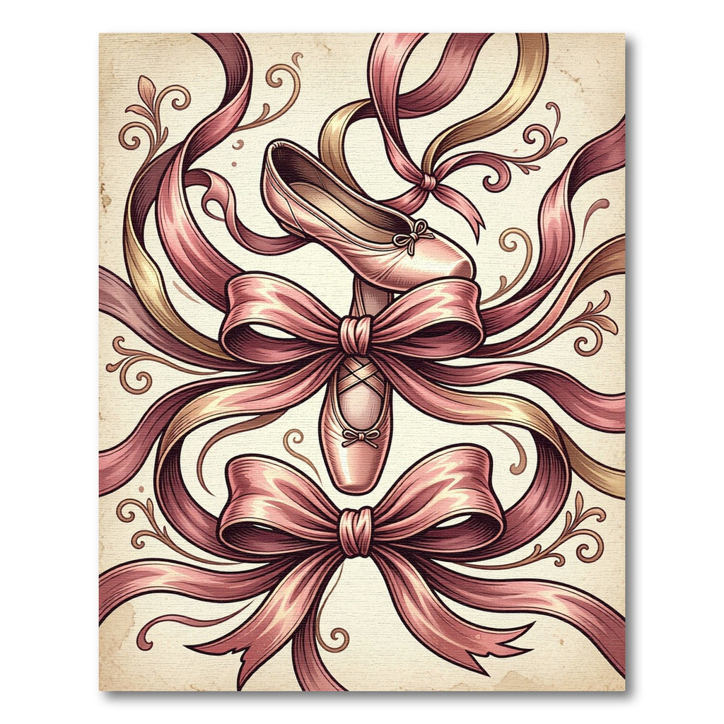 Elegant Pink Ballet Slipper Satin Ribbon Rug