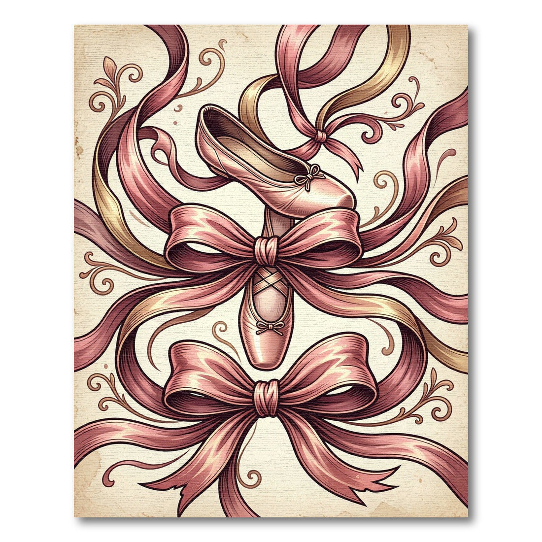 Elegant Pink Ballet Slipper Satin Ribbon Rug