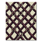 Equestrian Horseshoe Lattice Burgundy Weave Rug