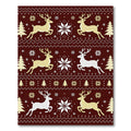 Winter Reindeer Snowflake Tree Stripes Rug