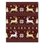 Winter Reindeer Snowflake Tree Stripes Rug