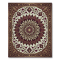 Elegant Crimson Gold Floral Medallion Rug