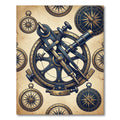 Nautical Sextant and Compass Marine Art Rug