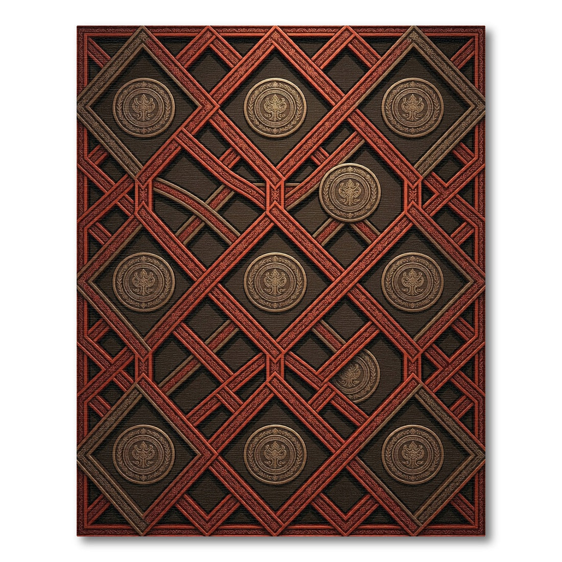 Antique Bronze Medallion Lattice Rug