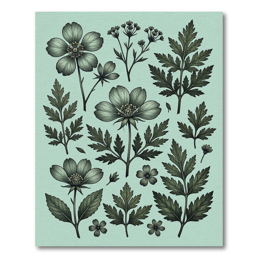 Sage Green Botanical Wildflower Meadow Rug