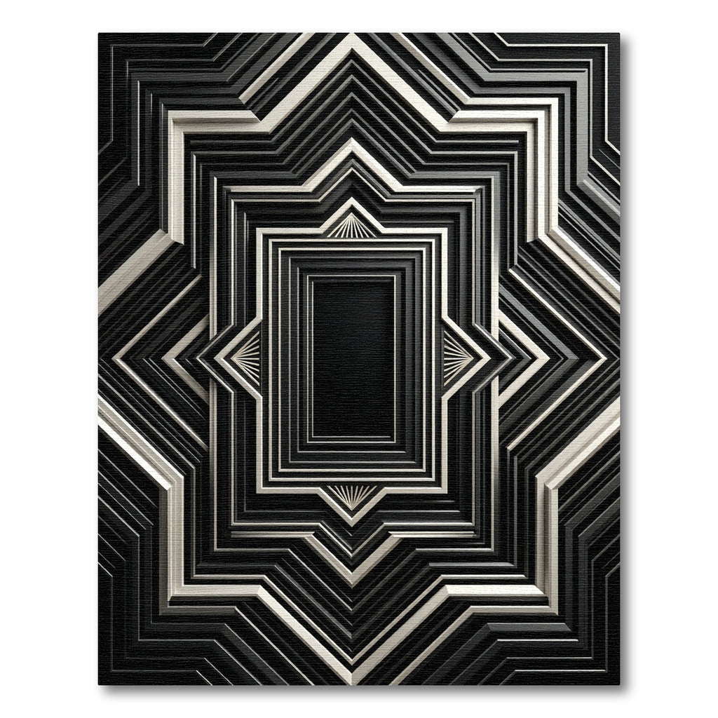 Monochromatic Geometric Layered Accordion Rug