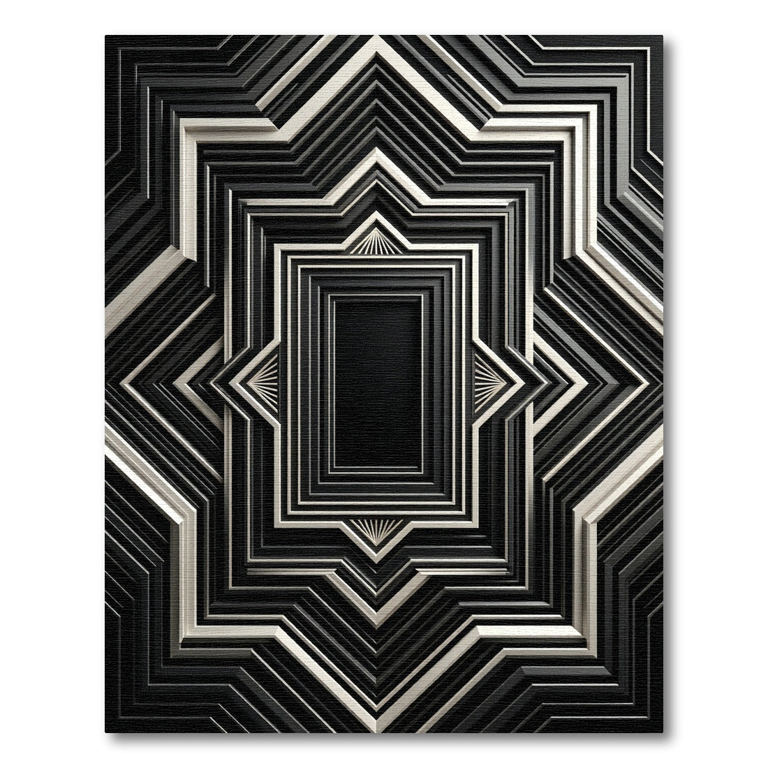 Monochromatic Geometric Layered Accordion Rug
