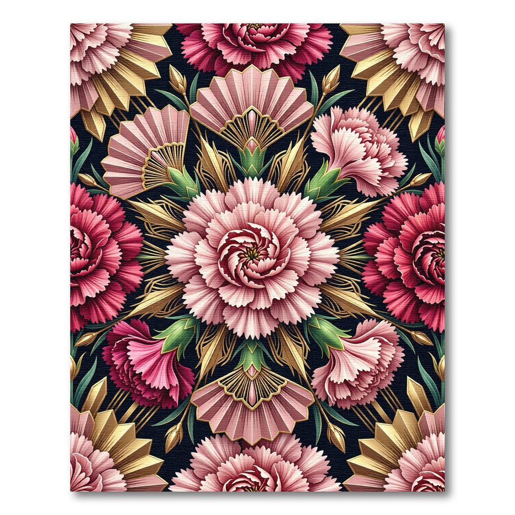 Pink Carnation Art Deco Floral Medallion Rug