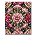 Pink Carnation Art Deco Floral Medallion Rug