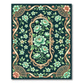 Emerald Garden Floral Ribbon Frame Rug