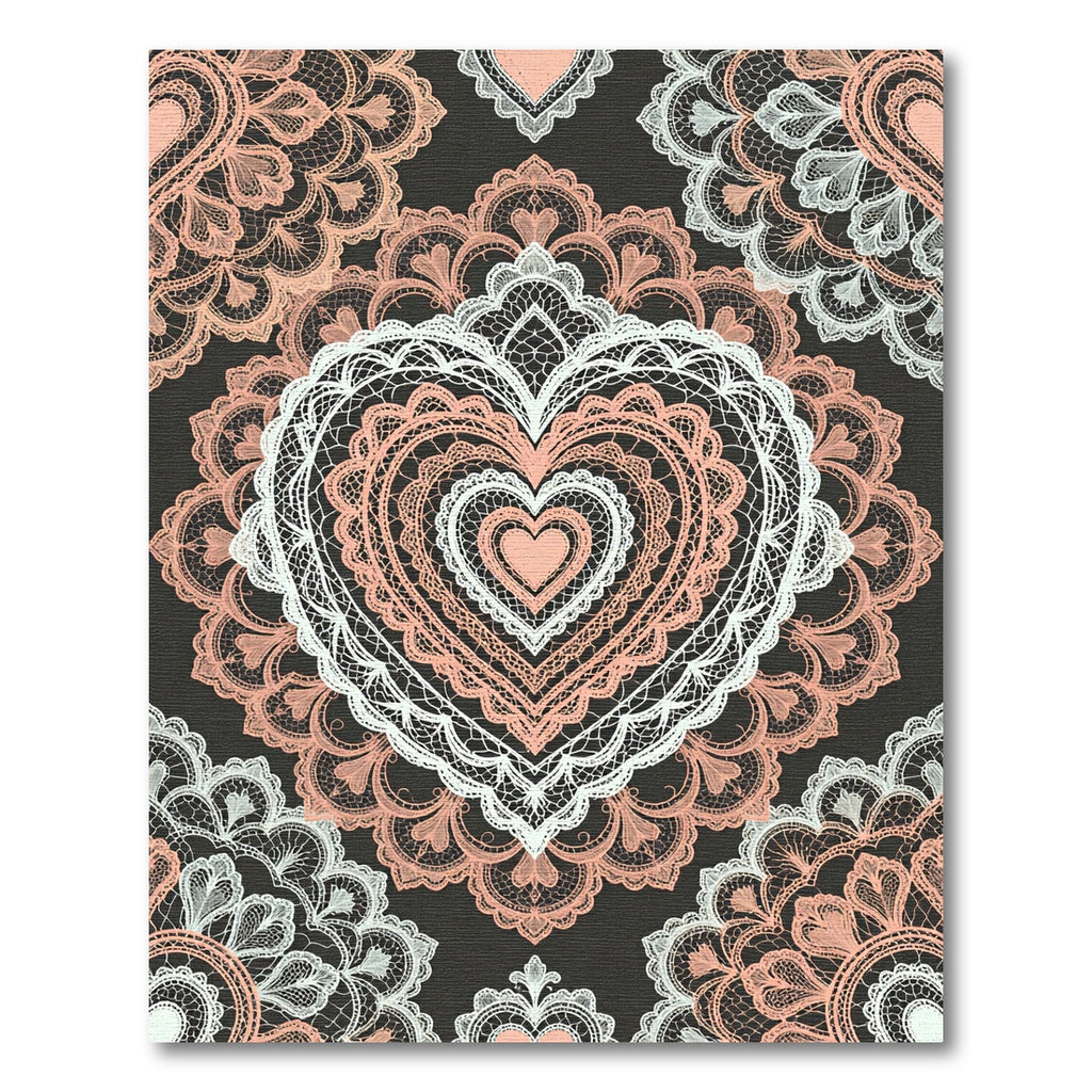 Romantic Pink White Heart Mandala Rug