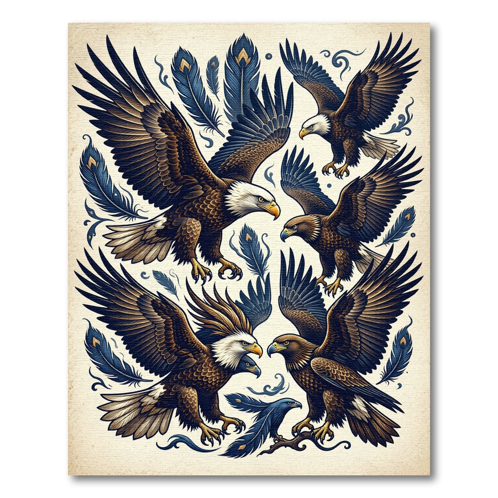 Majestic Soaring Eagle Feather Composition Rug
