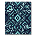 Geometric Serpent Teal Diamond Border Rug