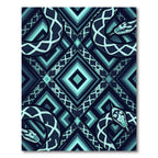 Geometric Serpent Teal Diamond Border Rug