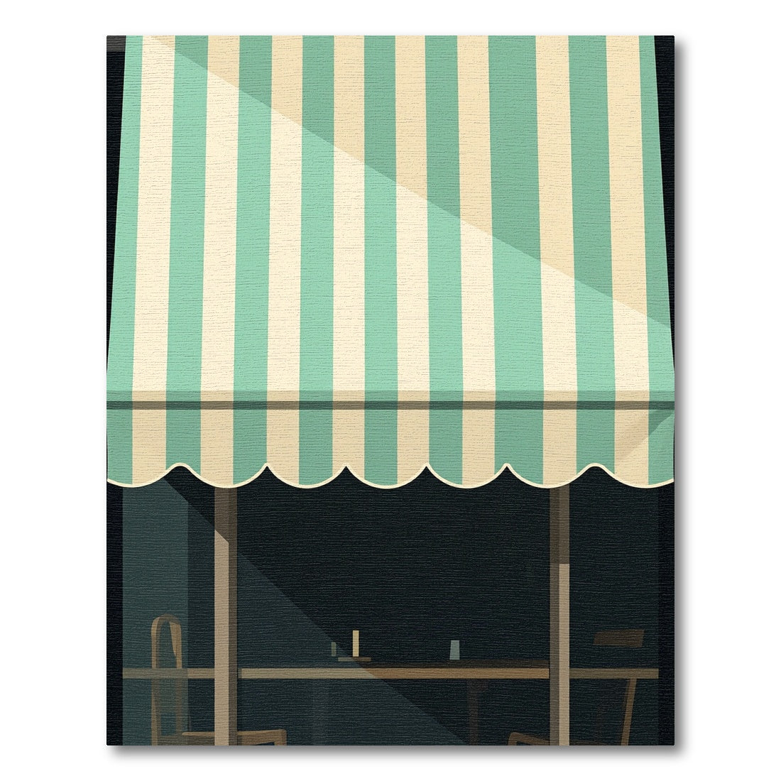 Mint Green and Cream Striped Awning Rug
