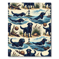 Coastal Black Retriever Lighthouse Scene Rug