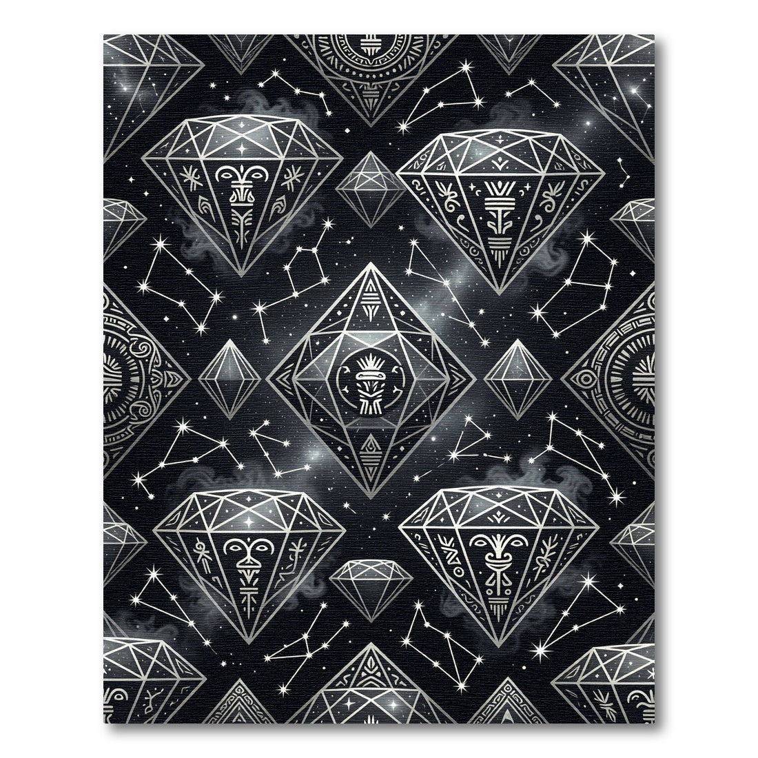 Celestial Silver Diamond Constellation Galaxy Rug