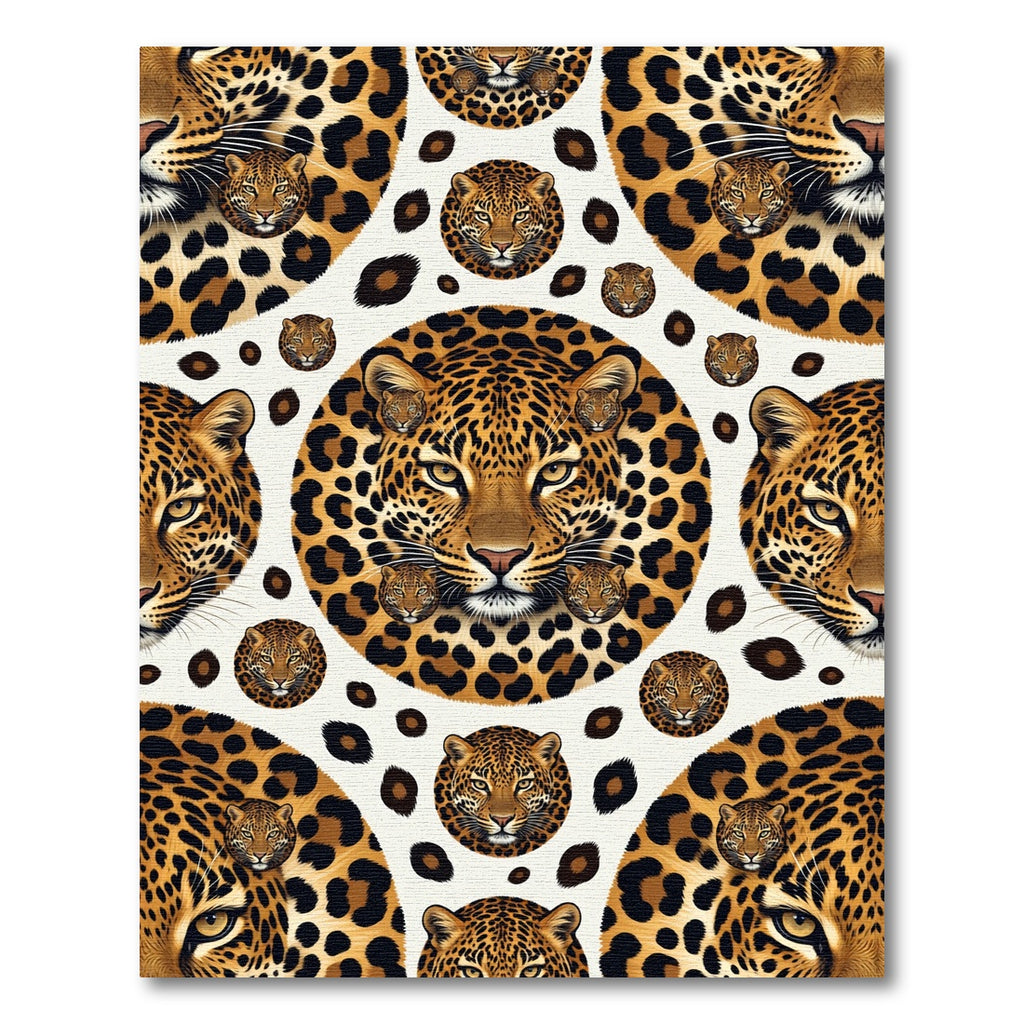 Golden Leopard Faces Spotted Repeating Composition Rug