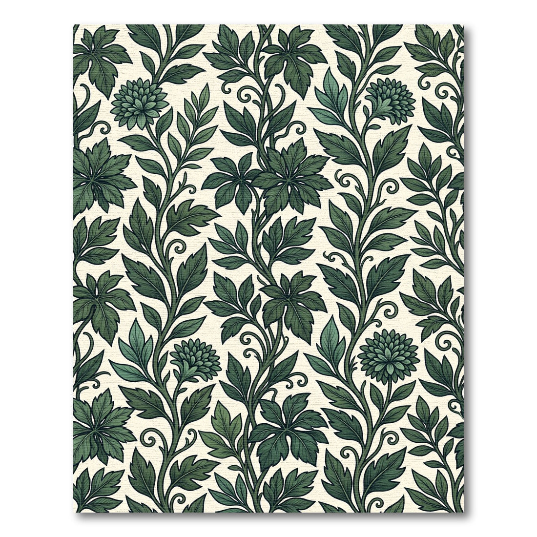 Emerald Green Floral Vine Art Nouveau Rug