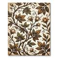 Vintage Earthy Floral Vine Scroll Rug