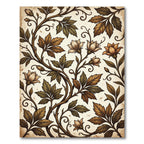 Vintage Earthy Floral Vine Scroll Rug