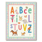 Alphabet Animals Bright Color Border Rug
