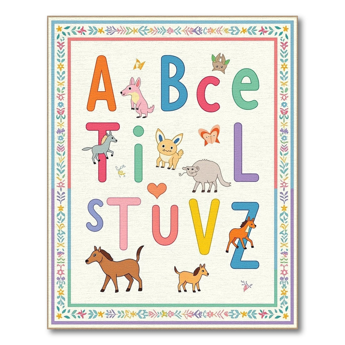 Alphabet Animals Bright Color Border Rug