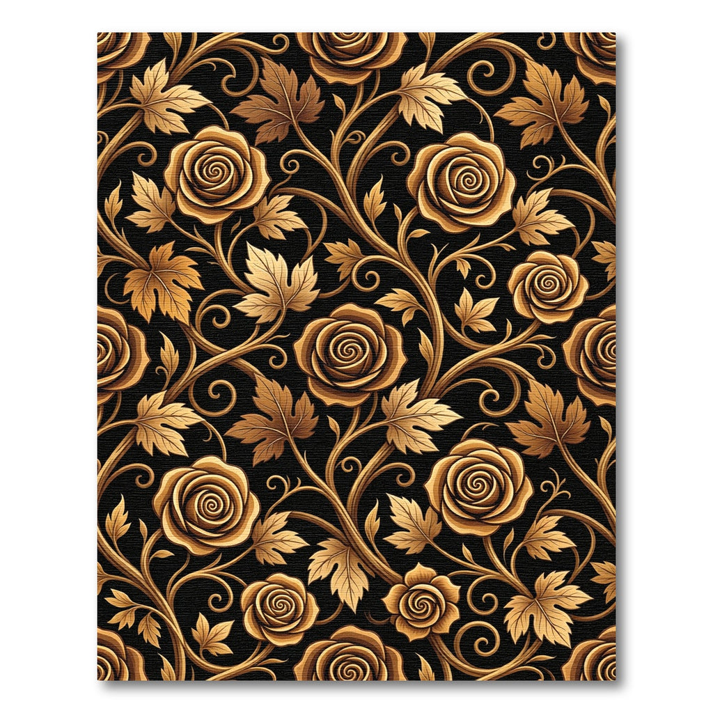 Golden Rose Vine Arabesque Rug