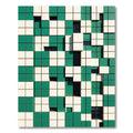 Green and White Cubist Grid Rug