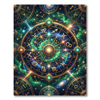 Celestial Golden Zodiac Constellation Art Rug