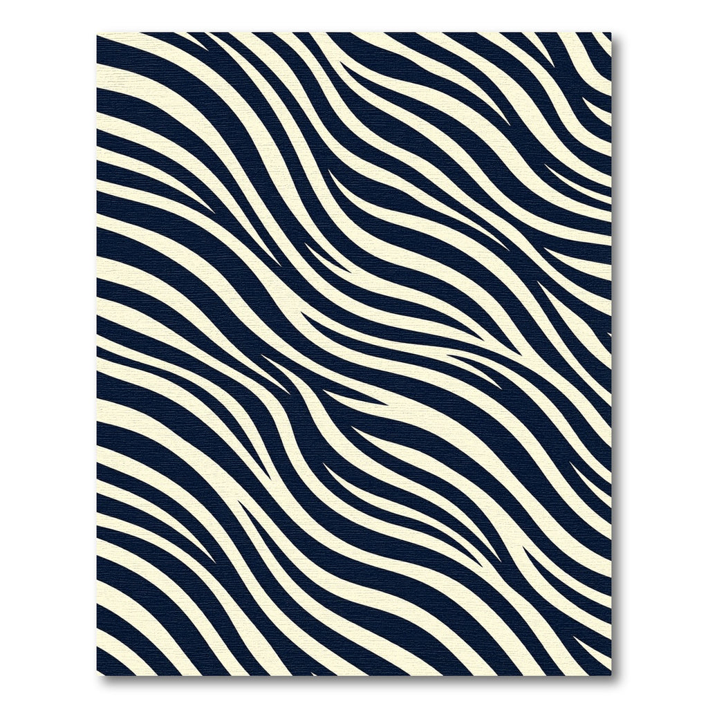 Modern Cream and Navy Zebra Wave Rug