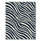 Modern Cream and Navy Zebra Wave Rug